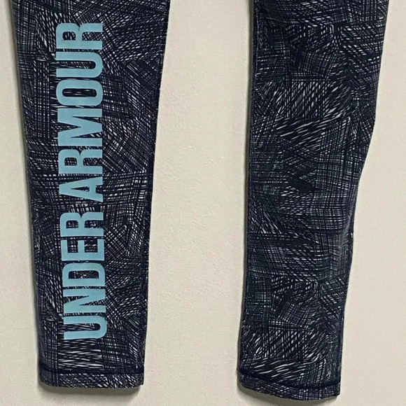 Under Armour Charged Leggings Blue SpellOut Women's (L ) Running Yoga Athleisure - Picture 7 of 14